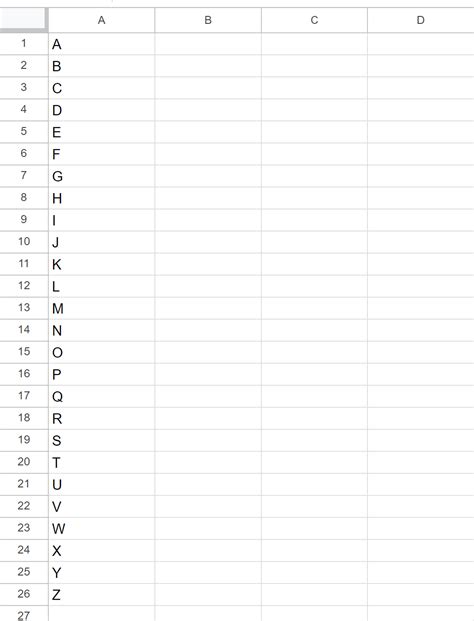 Autofill Letters Of The Alphabet In Google Sheets