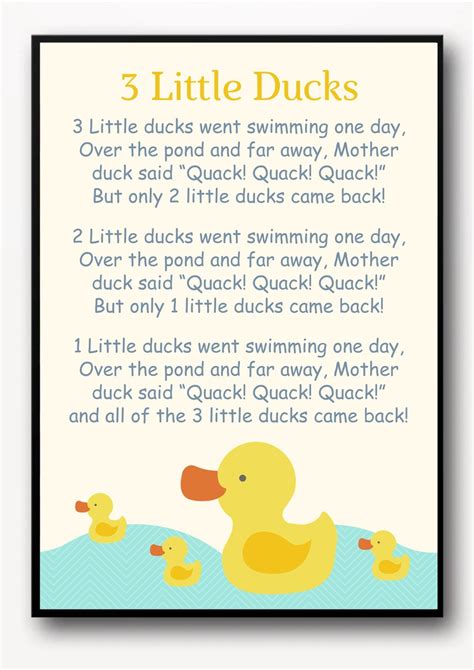 Kids Nursery Rhyme Poster - 3 Little Ducks - Etsy
