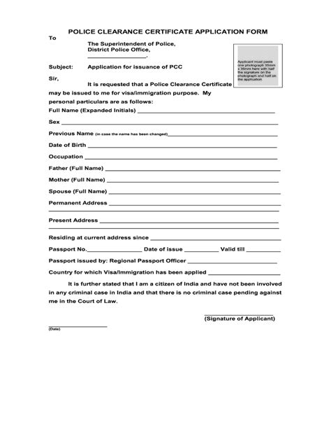 India Police Clearance Certificate Application Form - Fill Online ...