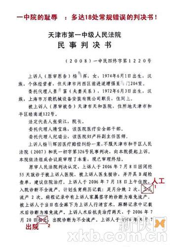 法院判决书现低级错误 人工流产成工人流产(图)-搜狐新闻