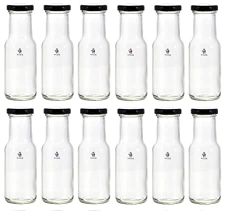 Machak 200 ml Glass Bottles for Milk, Juice with Rust Proof & Airtight ...