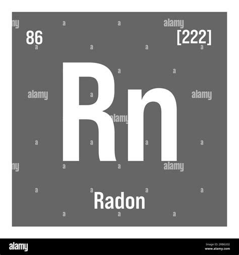 Radon, Rn, periodic table element with name, symbol, atomic number and ...