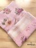Shop Pink Linen Saree with Digital Floral Print and Zari Border – BUNKALA