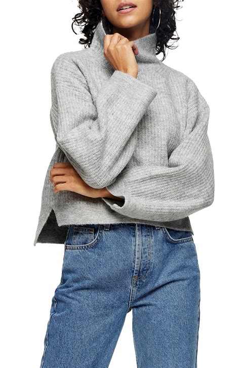 Topshop + Crop Funnel Neck Sweater
