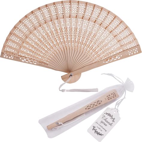 Amazon.com: SL crafts 50 Sets Wooden Hand Fan Wood Handheld Folding ...