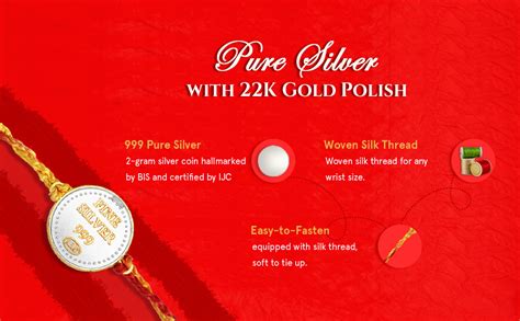 Ijuels 999 Pure Silver Bis Hallmarked 2 Gram Silver Coin Rakhi for Boys ...