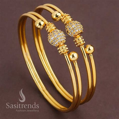 Stunning AD Stones on Micro Gold Plated Trendy Bangles | Shop Now ...