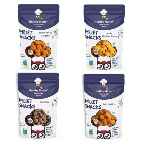 HEALTHY MASTER Millet Balls Combo - Peri Peri, Cheese Oregano, Ragi ...