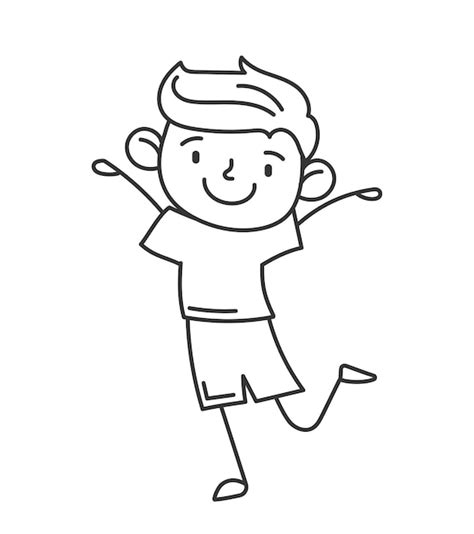 Garoto desenhado a mão negra | Vetor Premium