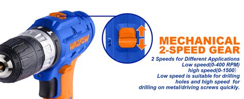 WADFOW Cordless Impact Drill Driver, 20V 10mm Chuck Variable Speed ...