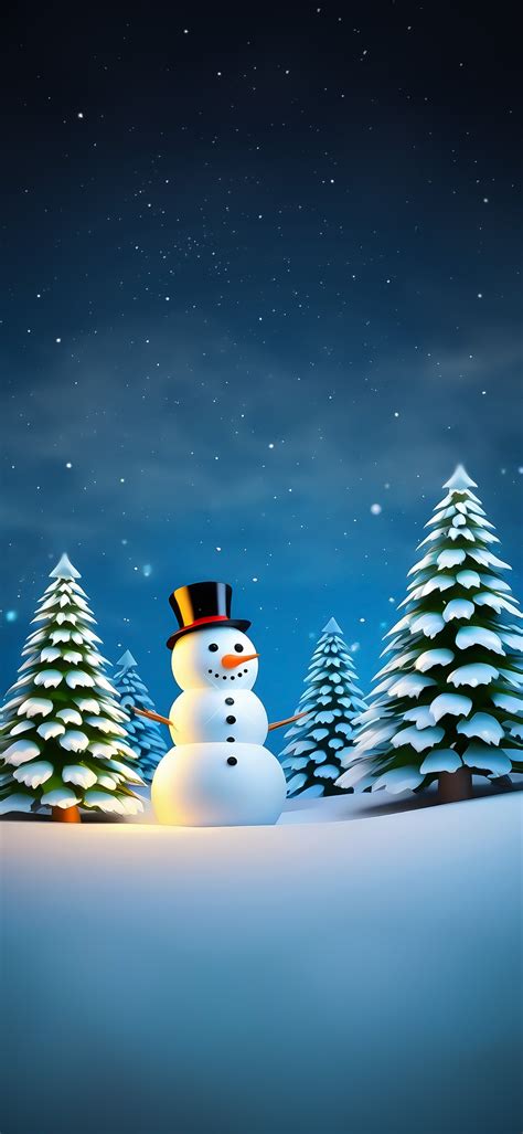 Christmas Scenery Snowman And Tree For iPhone — Free iPhone Wallpaper (4K/HD) | 2026