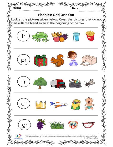 Phonics: Odd One Out Free Printable Worksheet