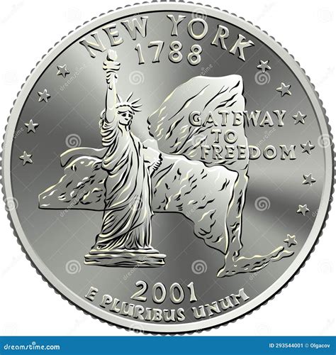 American Money Quarter 25 Cent Coin New York Stock Illustration ...