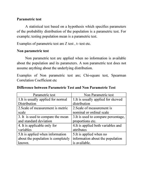 Parametric and non parametric tests - Parametric test A statistical ...
