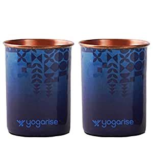 YOGARISE Pack of 2 Copper Glasses for Home & Office, BPA-Free Copper ...