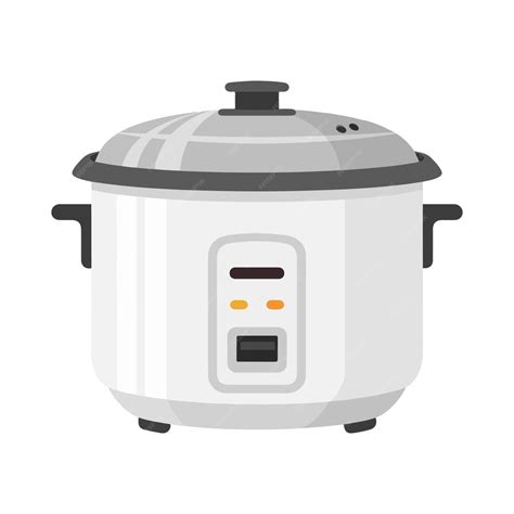 White rice cooker with lid handles and control panel | Premium Vector