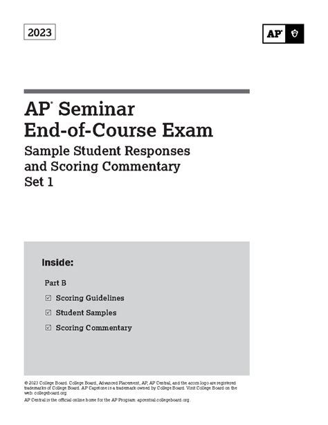 AP Seminar EOC Exam Set 1 - Sample Responses & Scoring Guide 2023 - Studocu