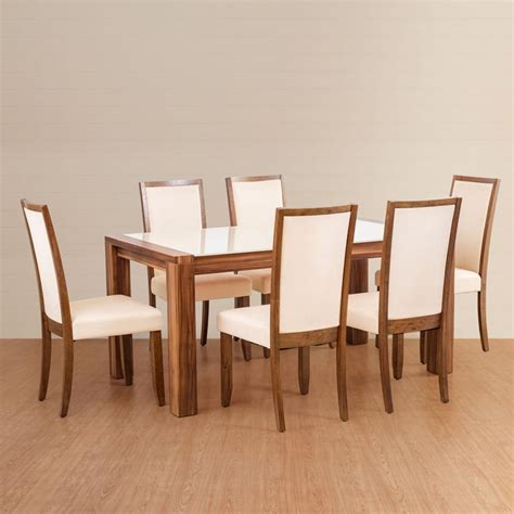 Buy Crystal 6-Seater Dining Table Set with 6 Chairs - Beige from Home ...