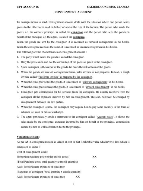 Image result for Consignment Account Format