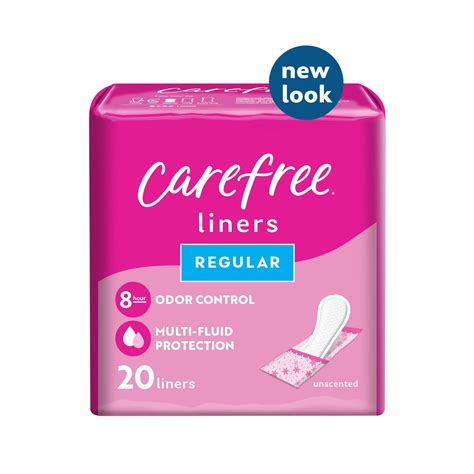 Carefree Panty Liners, Regular, Unscented, 8 Hour Odor Control, 20 Ct ...