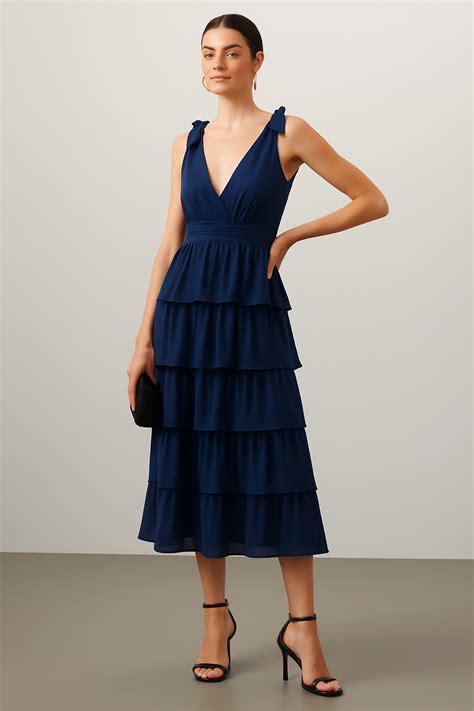 Midnight Cascade Tier Dress