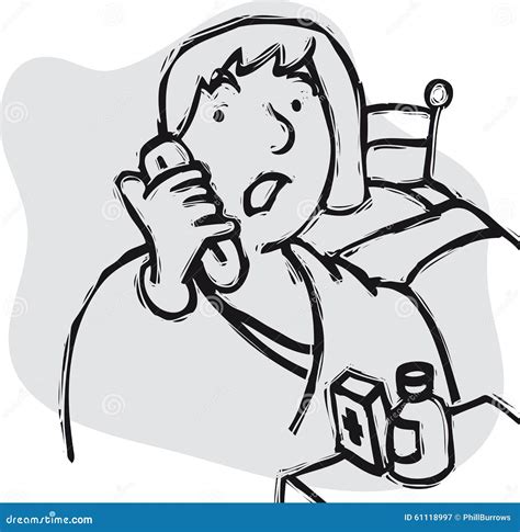 Calling in sick stock vector. Illustration of phoning - 61118997