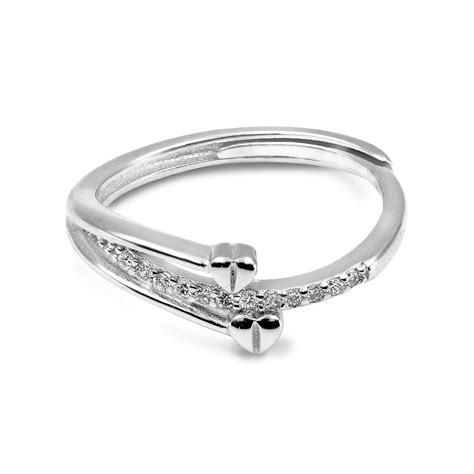 Zarkan Dual Heart Minimal Pure Silver Ring