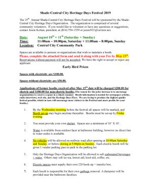 Fillable Online Shade Township, Central City to celebrate heritage at ...