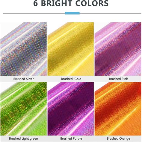 Buy Heflashor Holographic Brushed Adhesive Craft Vinyl,12 Sheets 12 x ...
