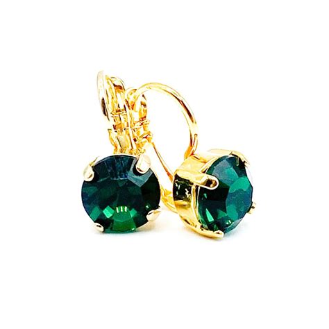Emerald Green Drop Earrings Emerald Crystal Earrings Green - Etsy