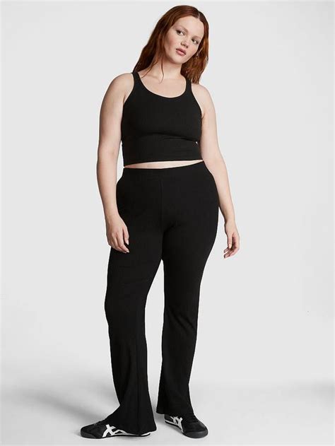Buy Stretch Cotton Ribbed Flare Legging Online - Style ID: 112440052ZUO ...