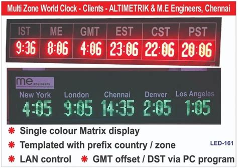 Multi Zone Clock - LED World Time Clock Manufacturer from Chennai