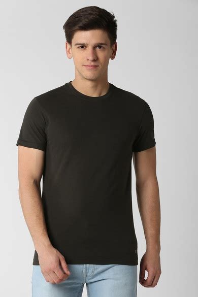 Buy Men Black Solid Round Crew Neck T-shirt Online - 337900 | Peter England