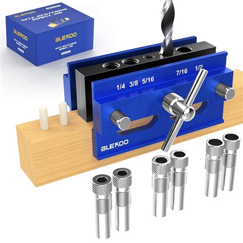 BLEKOO Self Centering Dowel Jig Kit, Doweling Jig Drill Guide Pocket ...