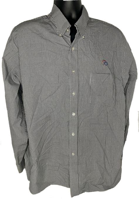 HARRIS TEETER GROCERY STORE EMPLOYEE BLUE GINGHAM BUT… - Gem