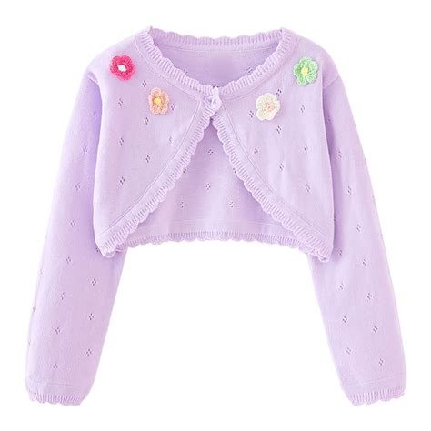 Ahdbta Baby Girls Cardigan Sweaters Bolero Shrugs Long Sleeve Knitted ...