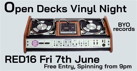 Open Decks Vinyl night, Red16, Nelson, 7 June 2024 | AllEvents.in