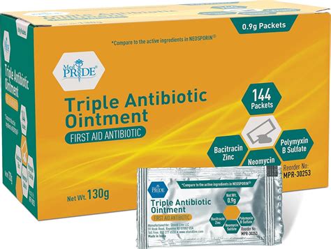 MedPride Triple Antibiotic Ointment Pack 0.9g for Wound Care, First Aid for Minor Cuts Scrapes ...