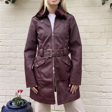 Vintage burgundy jacket - faux vegan leather - dual... - Depop