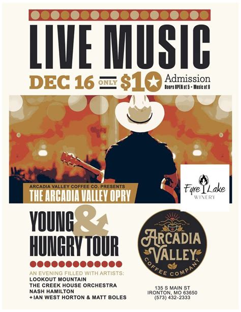 Arcadia Valley Opry: Young & Hungry Tour, Arcadia Valley Coffee Company ...