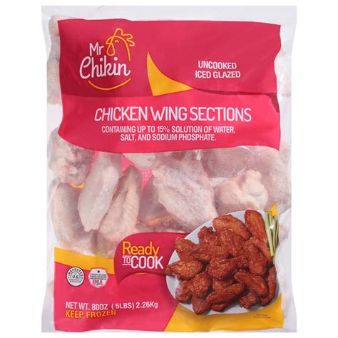 Mr Chikin Chicken Wing Sections, Uncooked, Ice Glazed (80 oz) Delivery ...