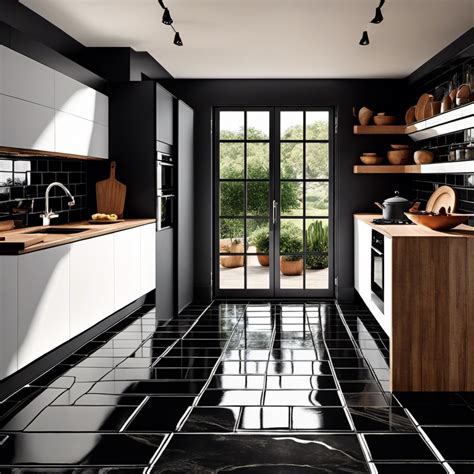 Kitchen Design With Black Floor Tiles