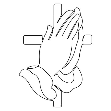Premium Vector | Continuous single line art drawing of Christian prayer ...