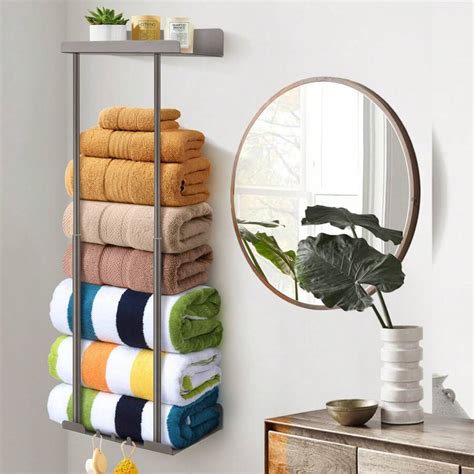 Bathroom Towel Storage Black Towel Holder Bathroom Decor Aesthetic ...