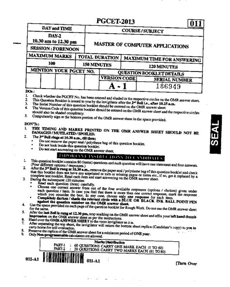 MCA 011 Final Exam Instructions and Question Booklet Details - Studocu
