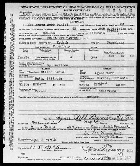 Iowa state, Birth certificate, Iowa