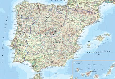 Detailed physical map of Spain. Spain detailed physical map | Vidiani.com | Maps of all ...