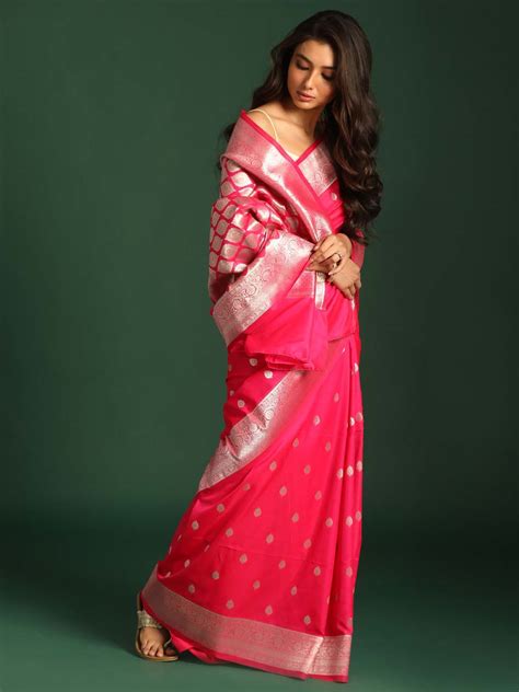 Banarasi Pink Ethnic Motifs Woven Design Festive Wear Saree - www ...