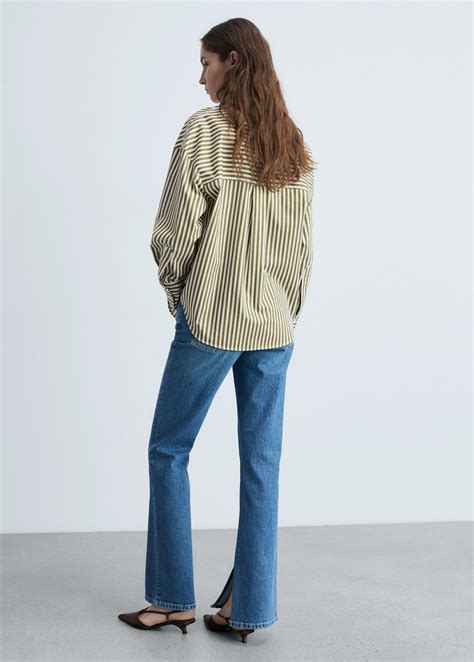 Striped shirt with contrasting pocket - Women | MANGO United Kingdom