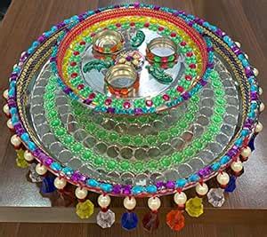 Buy Handcrafted Puja Thali (Prayer Plate), Stainless Steel, 11 inch ...